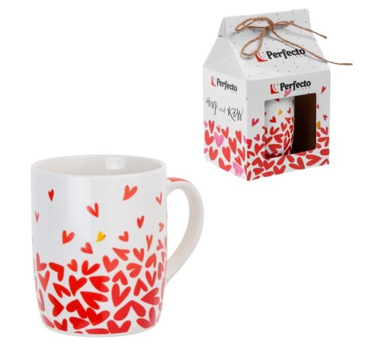 Изображение товара Кружка керамическая PERFECTO LINEA 350 мл, LOVE HEARTS-4, в коробке, 30-063604
