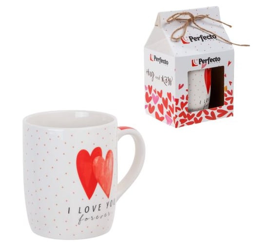 Изображение товара Кружка керамическая PERFECTO LINEA 350 мл, LOVE HEARTS-1, в коробке, 30-063601