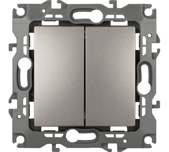 Изображение товара Переключатель ЭРА Серия 12 12-1106-16 двойной, 10АХ250В, титан Б0065695