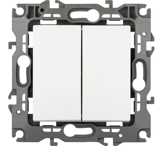 Изображение товара Переключатель ЭРА Серия 12 12-11060-1М двойной, 10АХ250В, белый матовый Б0065656