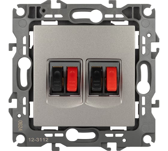 Изображение товара Розетка ЭРА Серия 12 12311216 аудио двойная, титан Б0065674