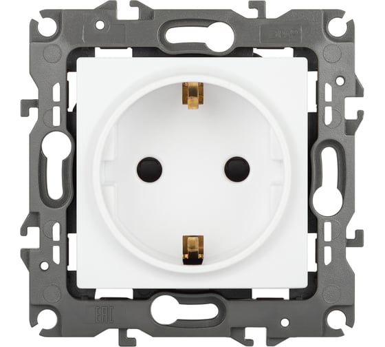 Изображение товара Розетка ЭРА Серия 12 12210201М 2PE Schuko со шторками, 16А250В, белый матовый Б0065661