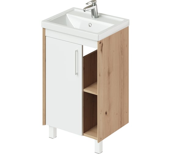 Изображение товара Тумба с раковиной напольная IKA Lite 50 500х403х840 мм, умывальник мебельный FEST 50, белый глянец 4657810337053