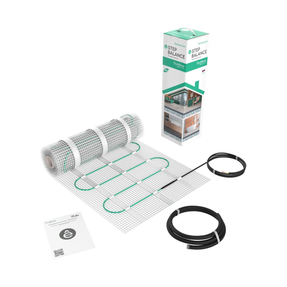 Изображение товара Теплый пол мат нагревательный Systeme Electric STEP BALANCE 150 Вт/м2, 3 м2, IP67