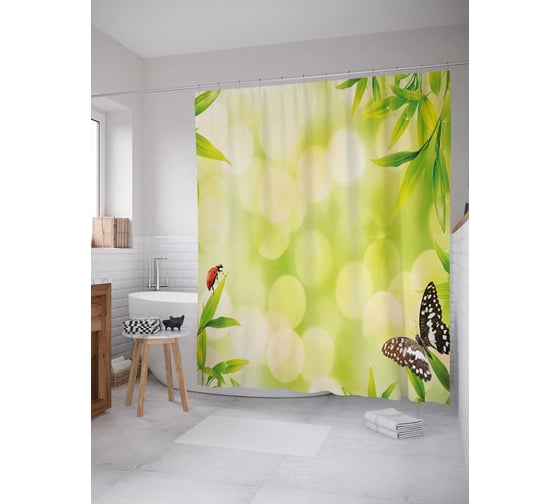 Изображение товара Штора (занавеска) для ванной JoyArty "Жизнь на рассвете" из сатена, 180х200 см с крючками, sc_38873