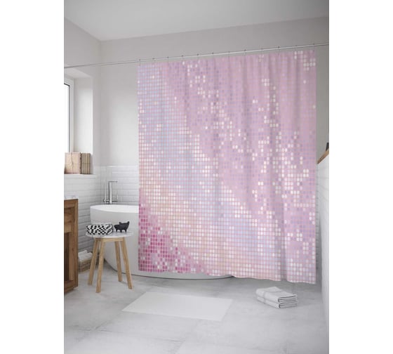 Изображение товара Штора (занавеска) для ванной JoyArty "Веточки жасмина" из сатена, 180х200 см с крючками, sc_31033