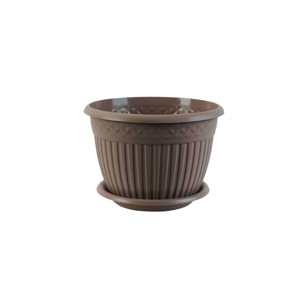 Изображение товара Кашпо bmc КШ 2098 Византия с поддоном, диаметр 20 см, мокачино