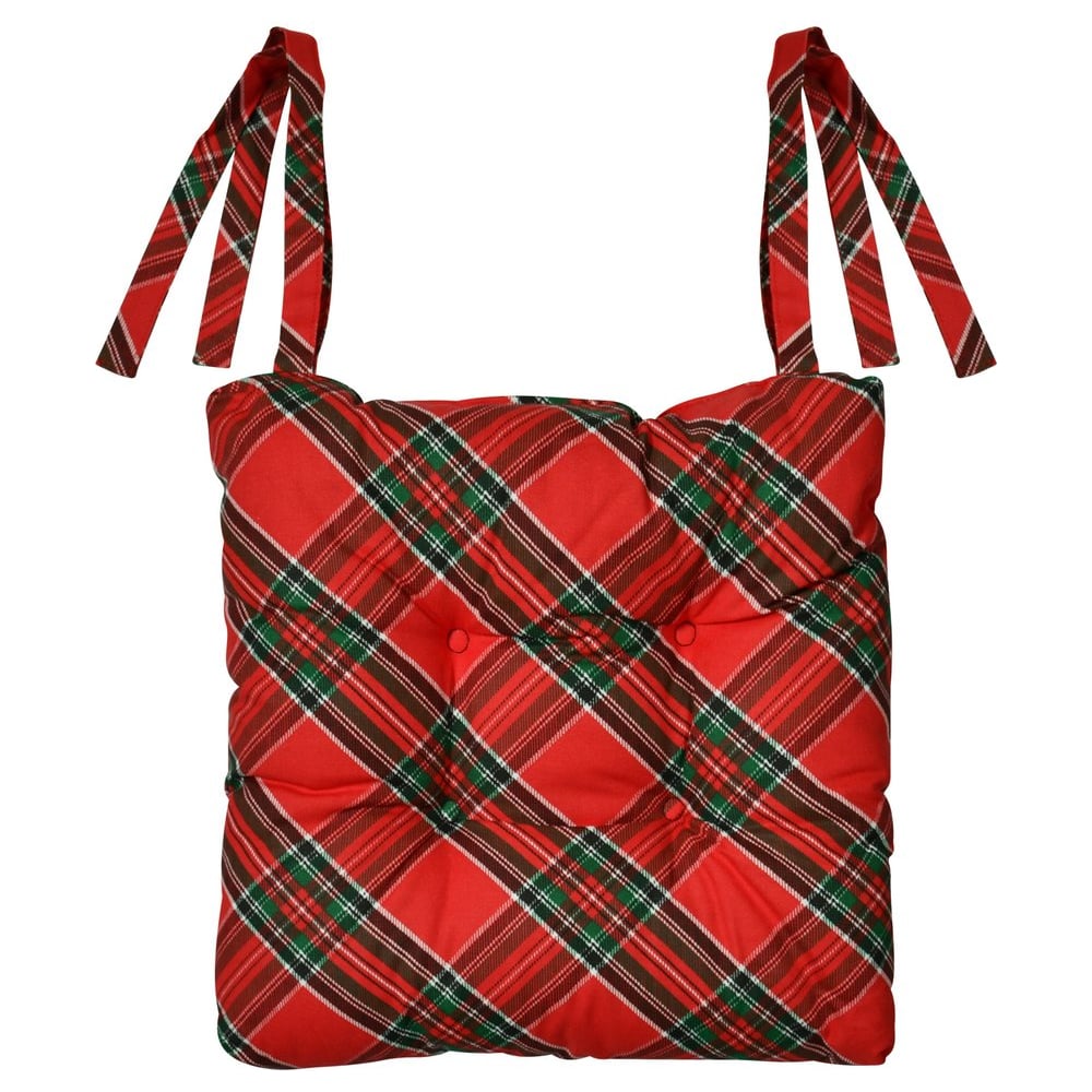 Изображение товара Сидушка на стул с завязками МУЛЬТИДОМ Шотландка 40х40 см МТ71-247