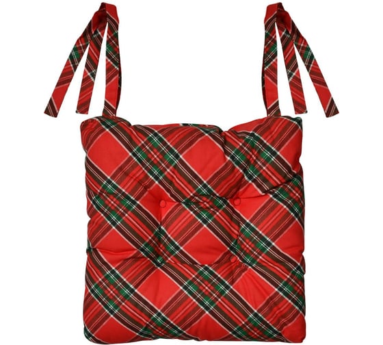 Изображение товара Сидушка на стул с завязками МУЛЬТИДОМ Шотландка 40х40 см МТ71-247