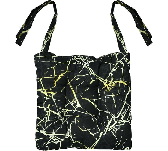 Изображение товара Сидушка на стул с завязками МУЛЬТИДОМ черный мрамор, 40х40 см МТ71-298