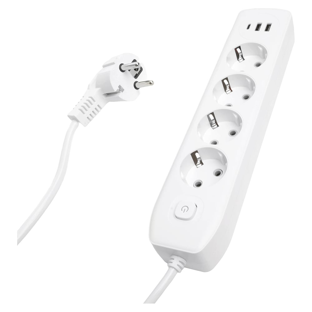 Изображение товара Удлинитель STEKKER 4-местный c заземлением 3м 250В 10А с USB