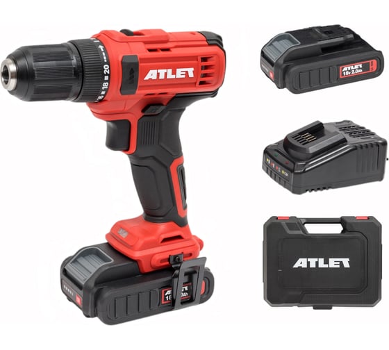 Изображение товара Аккумуляторная дрель-шуруповерт ATLET 18 В, 2 АКБ, 2 Ач, в кейсе CDT218D5