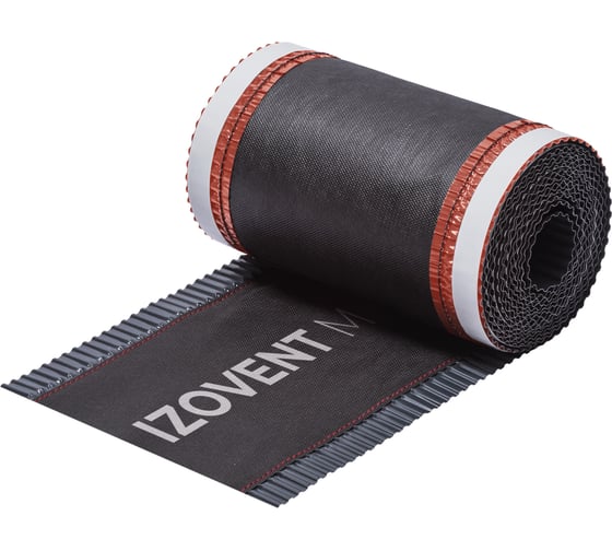 Изображение товара Аэроэлемент конька/хребта 4Roof IZOVENT M, 5x0.230 м, для керамической и цементно-песчаной/минеральной черепицы, черный 11 шт/уп 118699