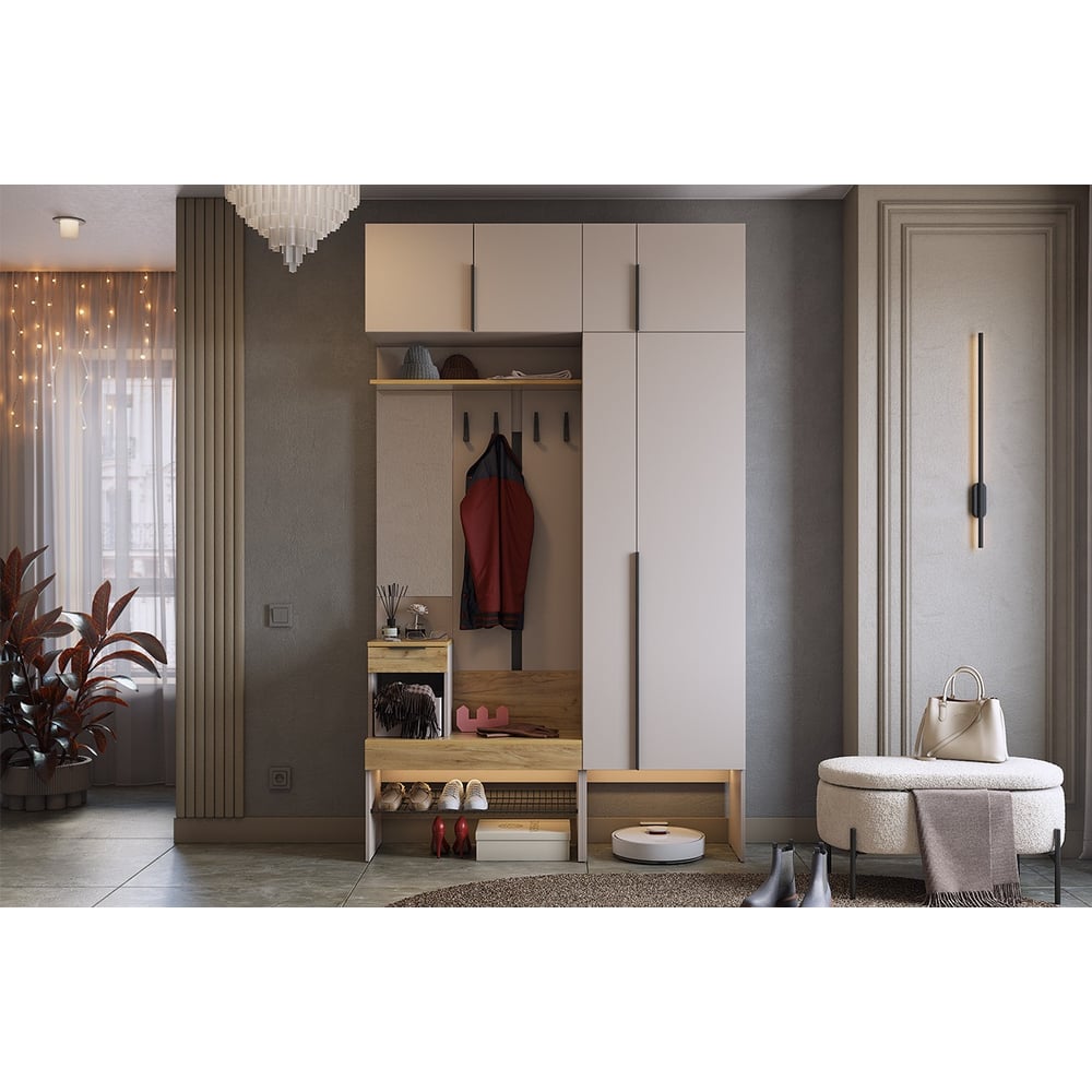 Изображение товара Прихожая Баско К6 из ЛДСП с обувницей и распашным шкафом стильный дизайн