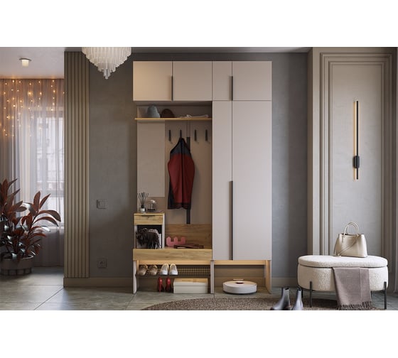 Изображение товара Прихожая ИП Щербаков А.Н. Баско К6 (кашемир/дуб крафт золотой) ПК06Баско.3369