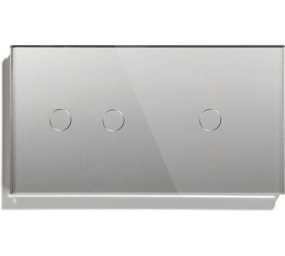 Изображение товара Сенсорный выключатель Vell серый, 2 поста, 2 кнопки + 1 кнопка, стекло 1369791