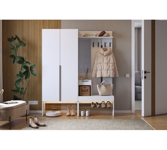 Изображение товара Прихожая ИП Щербаков А.Н. Баско К1 (белое дерево) ПК01Баско.2552