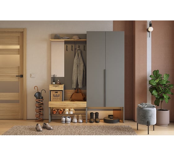 Изображение товара Прихожая ИП Щербаков А.Н. Баско К1 (графит/дуб крафт золотой) ПК01Баско.3319