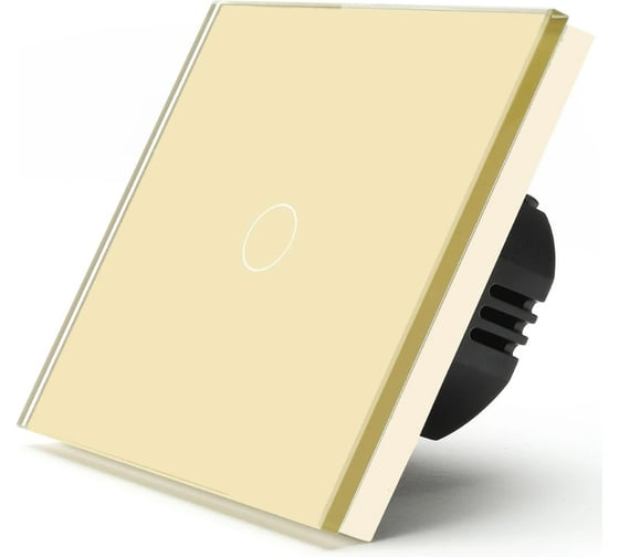 Изображение товара Сенсорный выключатель Vell золотой, одноклавишный, 1 пост, стеклянная рамка 1369770