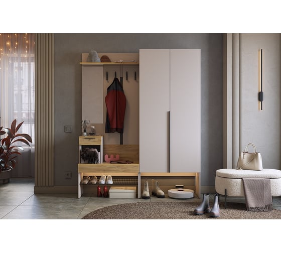 Изображение товара Прихожая ИП Щербаков А.Н. Баско К1 (кашемир/дуб крафт золотой) ПК01Баско.3369