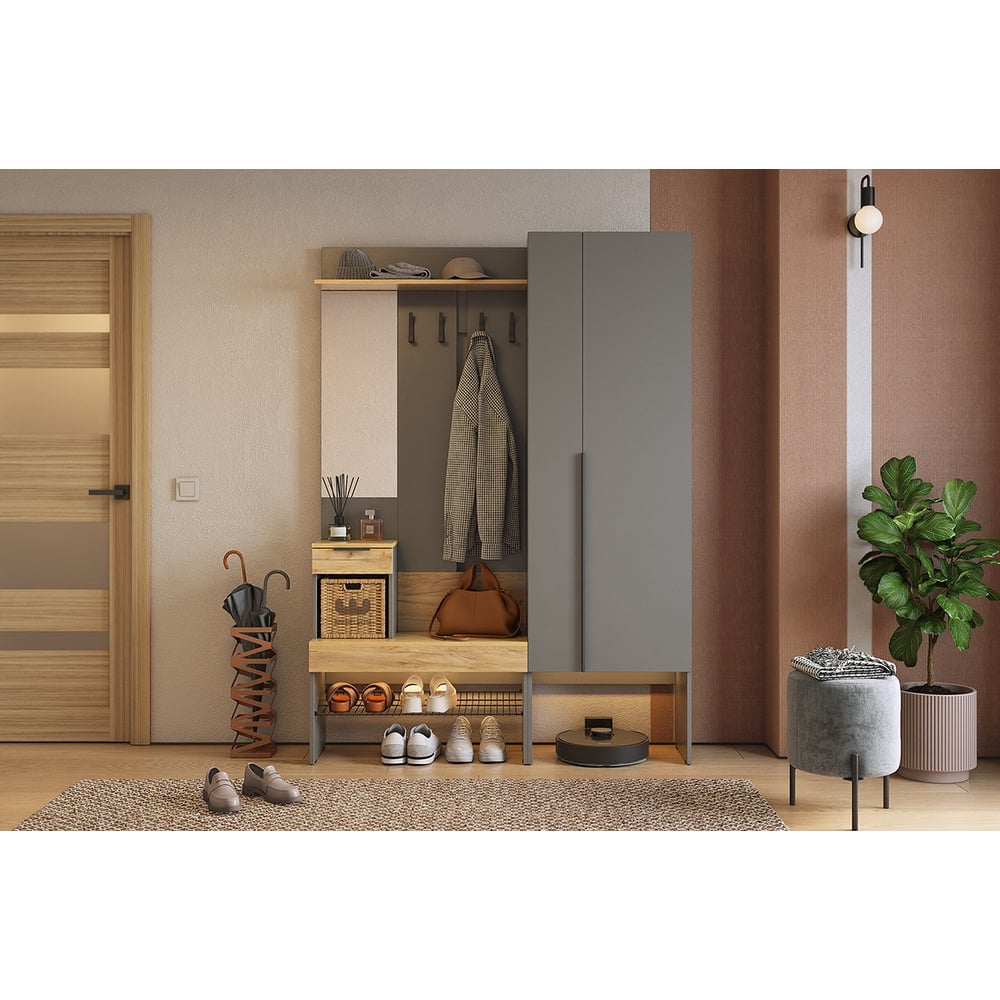 Изображение товара Прихожая ИП Щербаков А.Н. Баско К2 (графит/дуб крафт золотой) ПК02Баско.3319