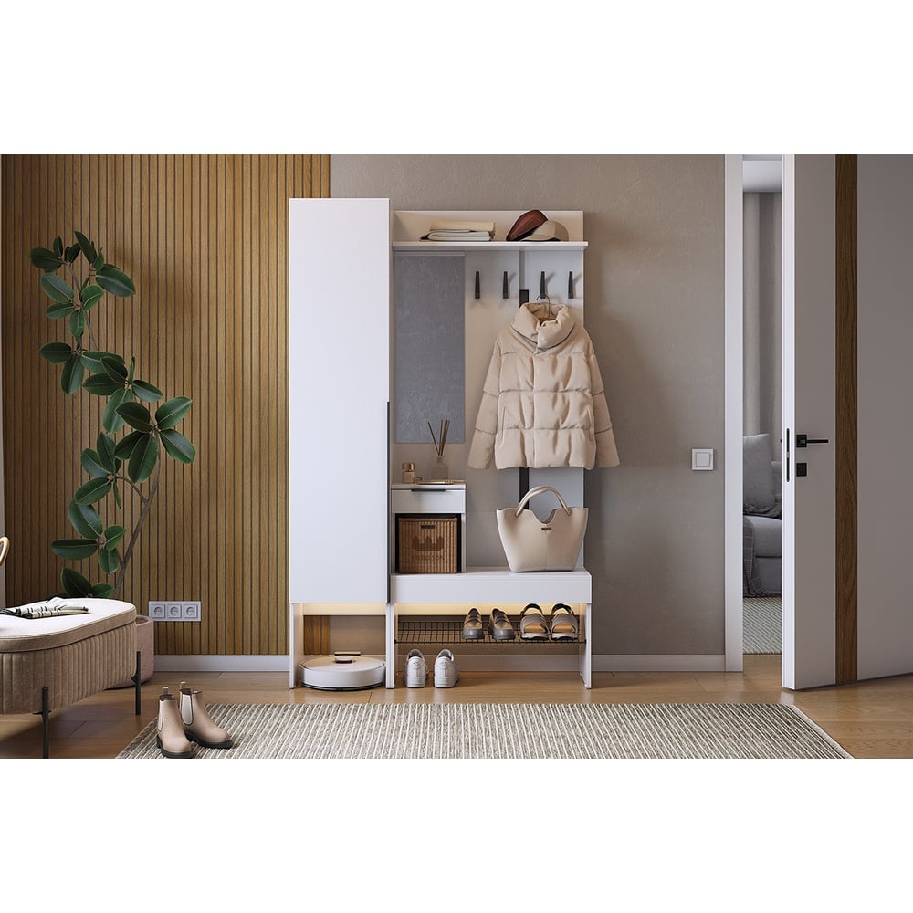 Изображение товара Прихожая Баско К3 ИП Щербаков А.Н. белое дерево, мебель для коридора