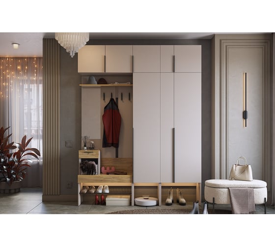 Изображение товара Прихожая ИП Щербаков А.Н. Баско К9 (кашемир/дуб крафт золотой) ПК09Баско.3369