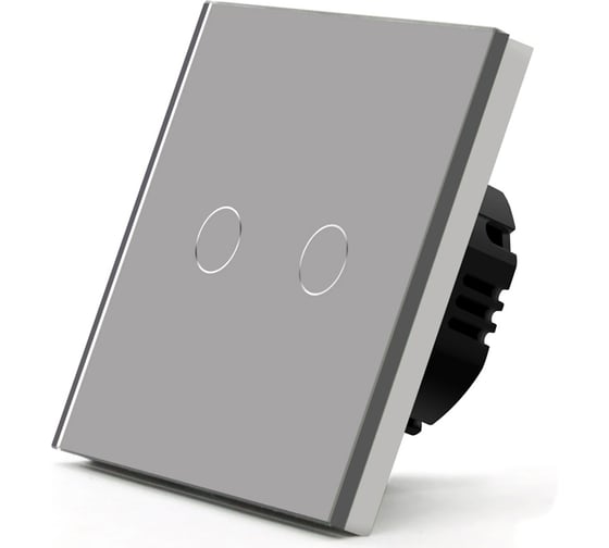 Изображение товара Сенсорный выключатель Vell серый, двухклавишный, 1 пост, стеклянная панель 1369775