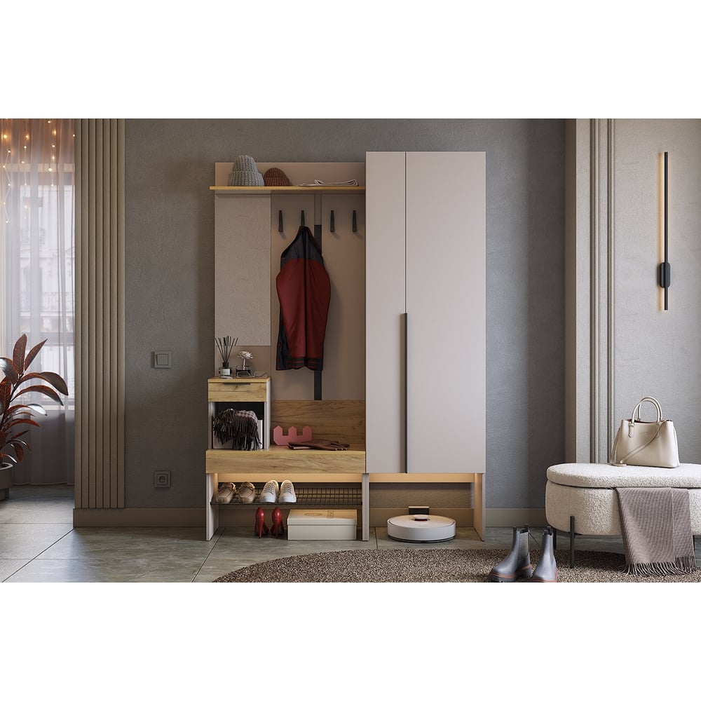 Изображение товара Прихожая ИП Щербаков А.Н. Баско К2 кашемир/дуб крафт золотой