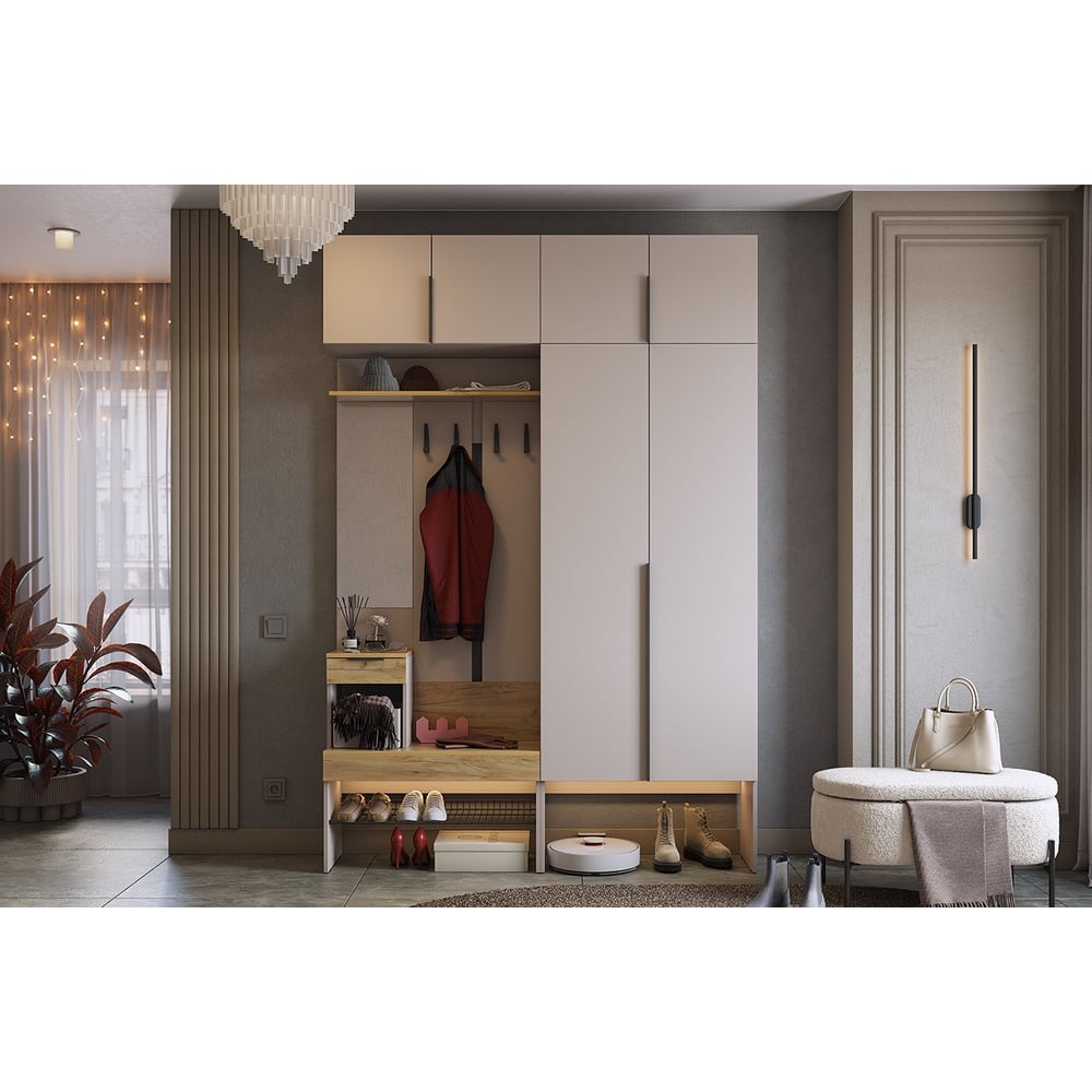 Изображение товара Прихожая ИП Щербаков А.Н. Баско К5 кашемир/дуб крафт золотой