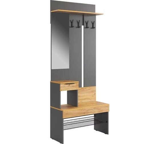 Изображение товара Прихожая ИП Щербаков А.Н. Баско (графит/дуб крафт золотой) 173779.3319