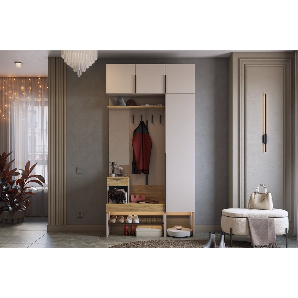 Изображение товара Прихожая Баско К4 ИП Щербаков А.Н. кашемир дуб крафт золотой мебель для прихожей