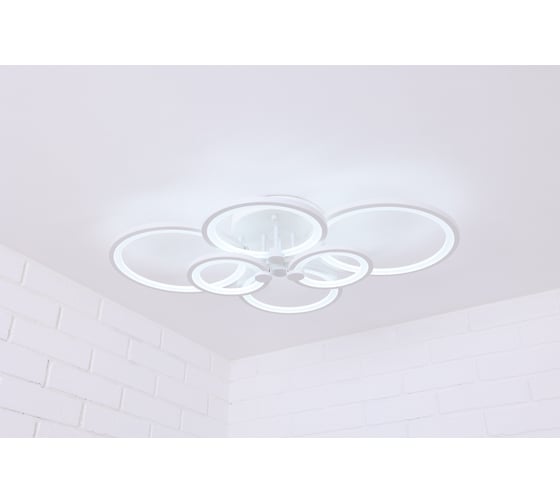 Изображение товара Люстра потолочная светодиодная Schaffner Monte 1680-2+2+2, цвет белый. Люстра с пультом управления, освещение до 22 кв.м, мощность 168 Вт Monte 1680-2+2+2 B IR