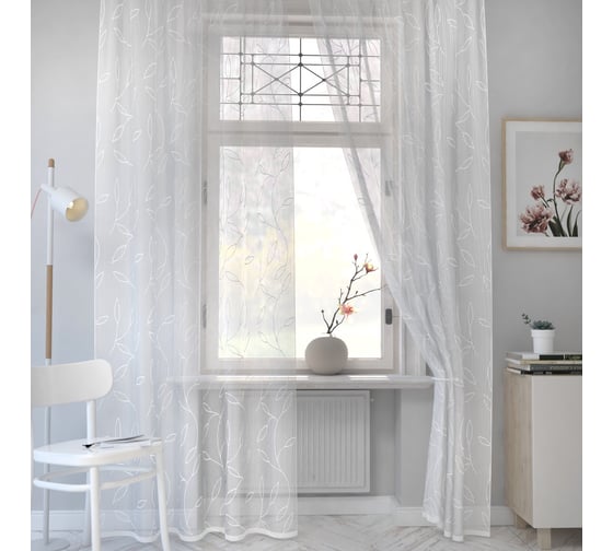 Изображение товара Комплект штор Гуд ЛАКК АБЕЛИЯ БРАНЧЕС 2 полотна, 160x300 см, белый К489С