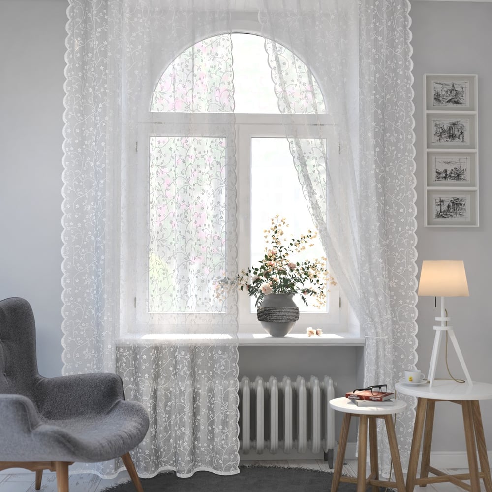 Изображение товара Комплект штор Гуд ЛАКК АБЕЛИЯ ФЛАУЭРС 2 полотна, 165x300 см, белый