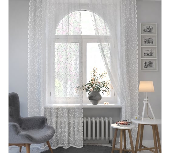 Изображение товара Комплект штор Гуд ЛАКК АБЕЛИЯ ФЛАУЭЕРС 2 полотна, 165x300 см, белый К459С