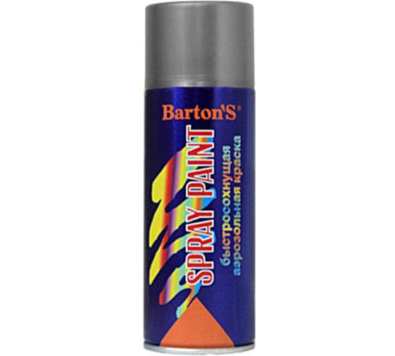 Изображение товара Алкидная аэрозольная краска BARTON'S Spray Paint серая глянец RAL7040, 520 мл BR160