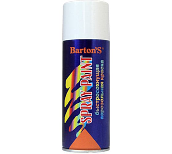 Изображение товара Алкидная аэрозольная краска BARTON'S Spray Paint БЕЛАЯ глянец RAL9003, 520мл BR161
