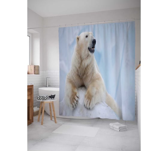 Изображение товара Штора (занавеска) для ванной JoyArty "Шуба на снегу" из сатена, 180х200 см с крючками, sc_37585