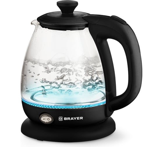 Изображение товара Чайник электрический BRAYER 6106BR 1100 Вт, 1 л, стеклянный, автоотключение, подсветка BR6106