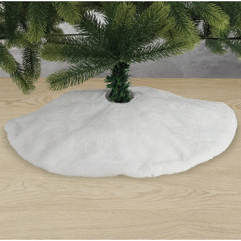 Изображение товара Новогодний коврик под елку 60 см белый полиэстер Золотая сказка