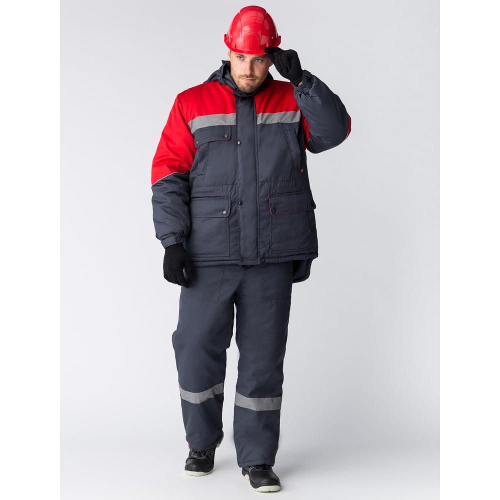 Изображение товара Зимний костюм с полукомбинезоном Факел Баррик-2 СОП К. (ткань таслан,135) т.серый/красный 87491249.017