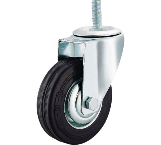 Изображение товара Промышленное колесо TOR SCt 93 75 мм, болт, поворотное, черный рез., роликовый подшипник 1045342