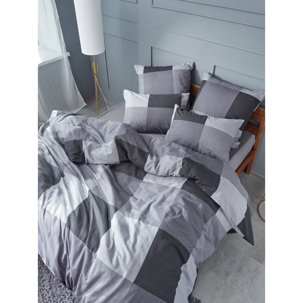 Изображение товара Комплект постельного белья Guten Morgen бязь 1.5 спальный клетка Gray cage