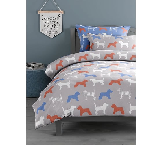Изображение товара Комплект постельного белья для детей Guten Morgen поплин, рис.1069, Dog Show 1.5 спальное, с 1 наволочкой, 70x70 см ПБ-1069-143-150-70-1бм