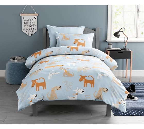 Изображение товара Комплект постельного белья для детей Guten Morgen бязь, рис.1164, Doggy 1.5 спальное, с 1 наволочкой, 70x70 см GMБ-1164-143-150-70-1