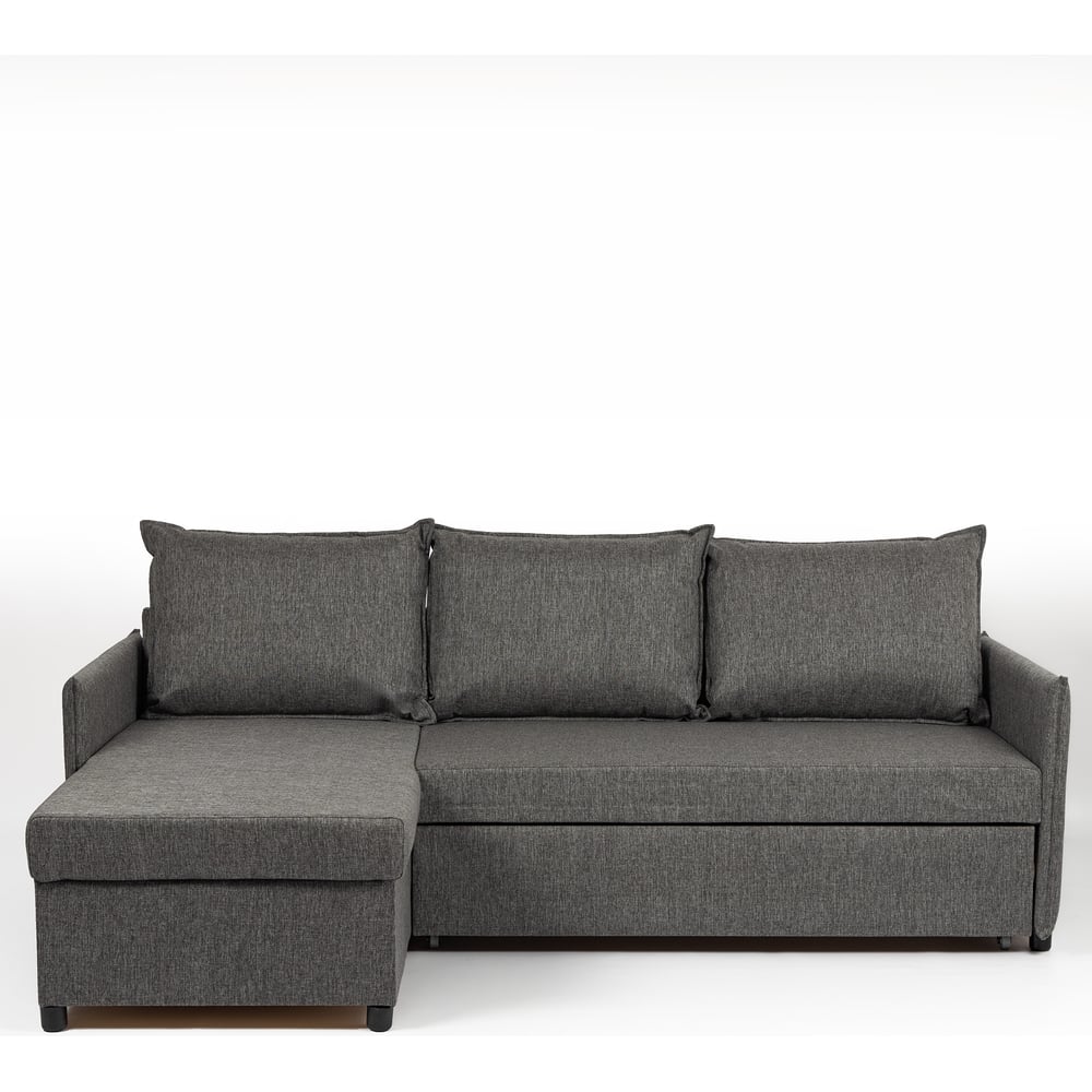 Изображение товара Угловой диван-кровать Divan24 Марсель, темно-серый, рогожка, с подлокотниками, дельфин, двуспальный 77400238