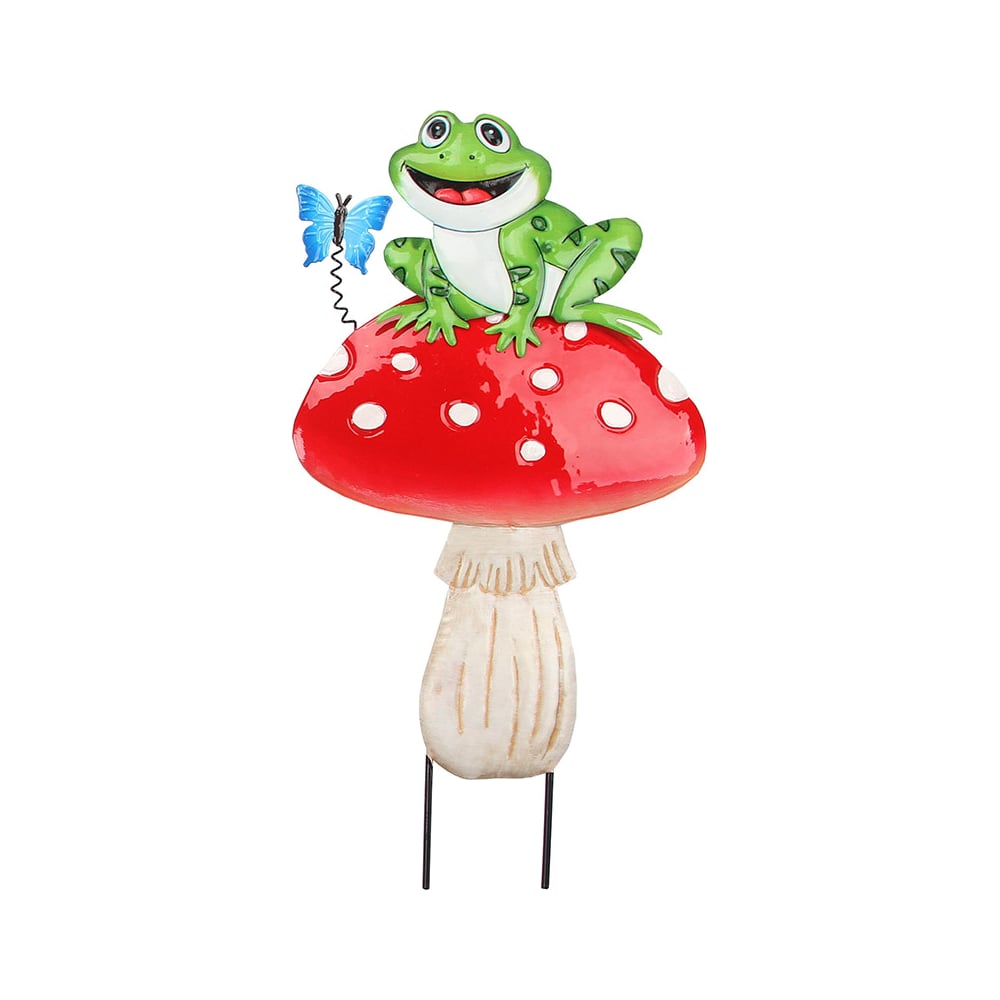 Изображение товара Штекер садовый PARK Лягушка на мухоморе 108901 металлический декор для ландшафта