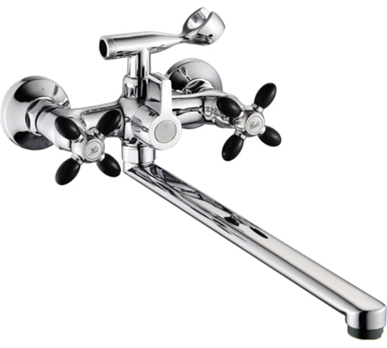 Изображение товара Смеситель для ванны Gota Rocio Oliva с 2-мя рукоятками, с изливом L-40 см. с цв.руч. черный G334942 1/10 334942-GOTA