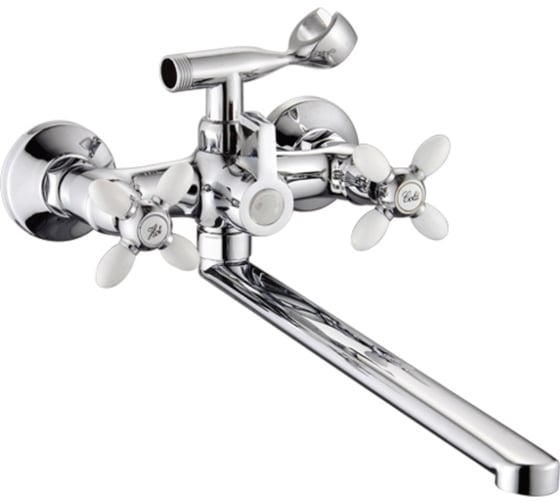 Изображение товара Смеситель для ванны Gota Rocio Oliva с 2-мя рукоятками, с изливом L-40 см. с цв.руч. белый G334941 1/10 334941-GOTA